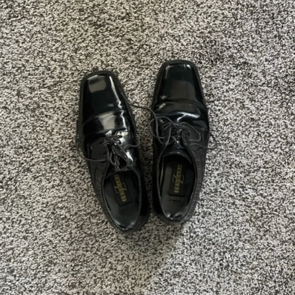 Zengara Shiny Black Leather Shoes Men's Size 7D